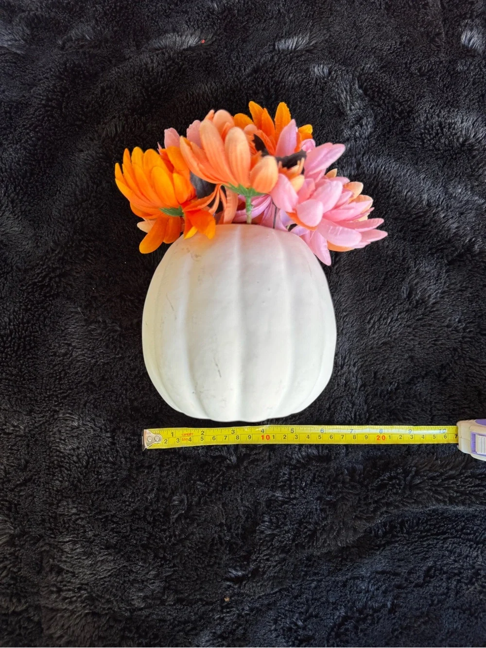 Set of 10 Faux Floral Pumpkin & Skull Centerpieces in Pink, Orange and Black